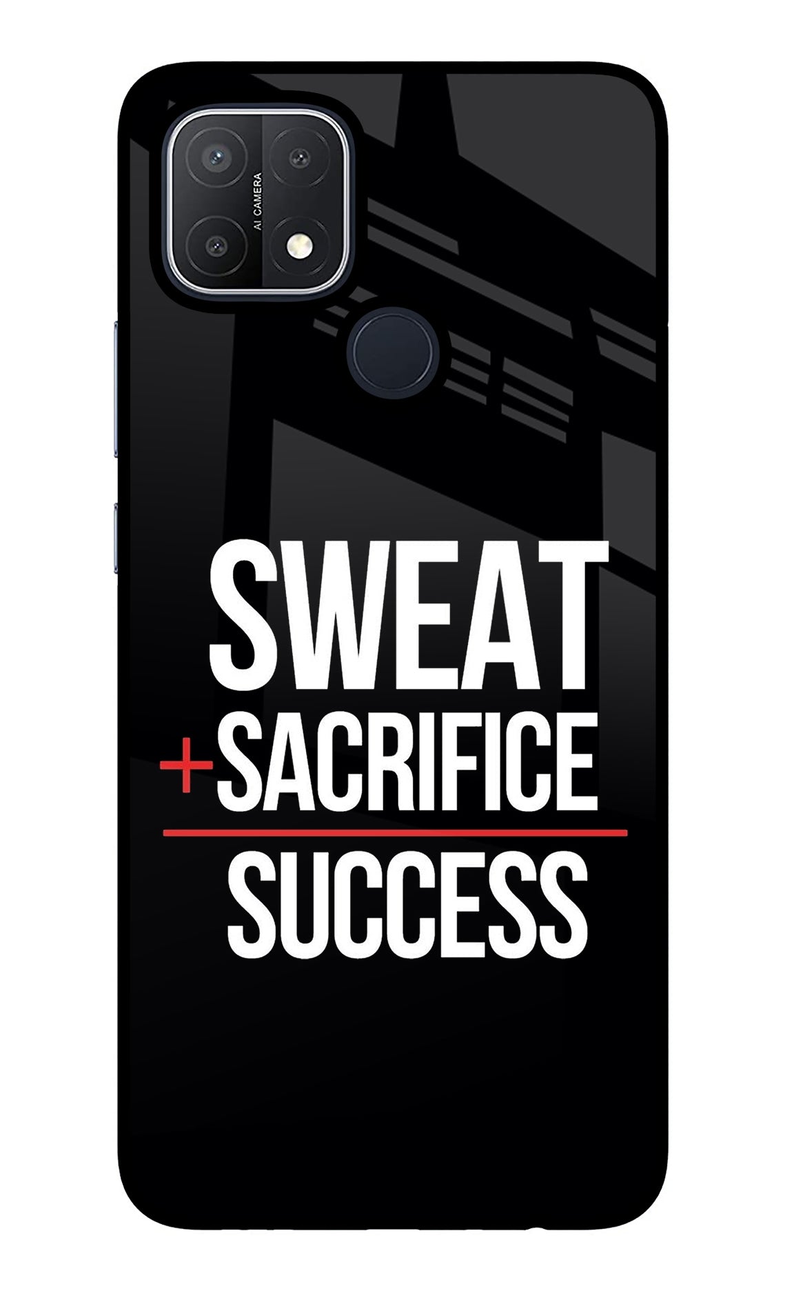 Sweat Sacrifice Success Oppo A15/A15s Glass Case