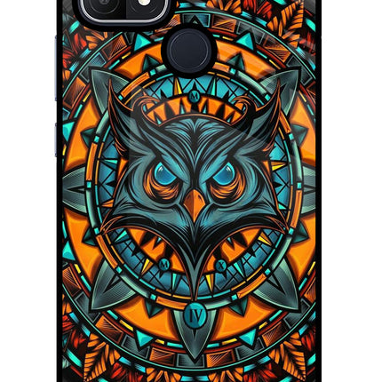 Angry Owl Art Oppo A15/A15s Glass Case Back Cover by Casekaro