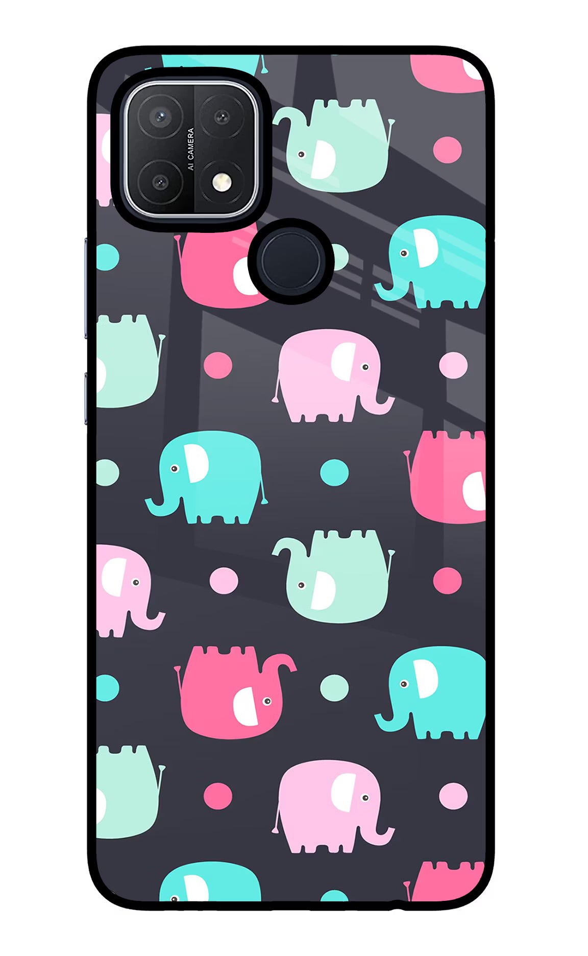 Elephants Oppo A15/A15s Glass Case Back Cover by Casekaro