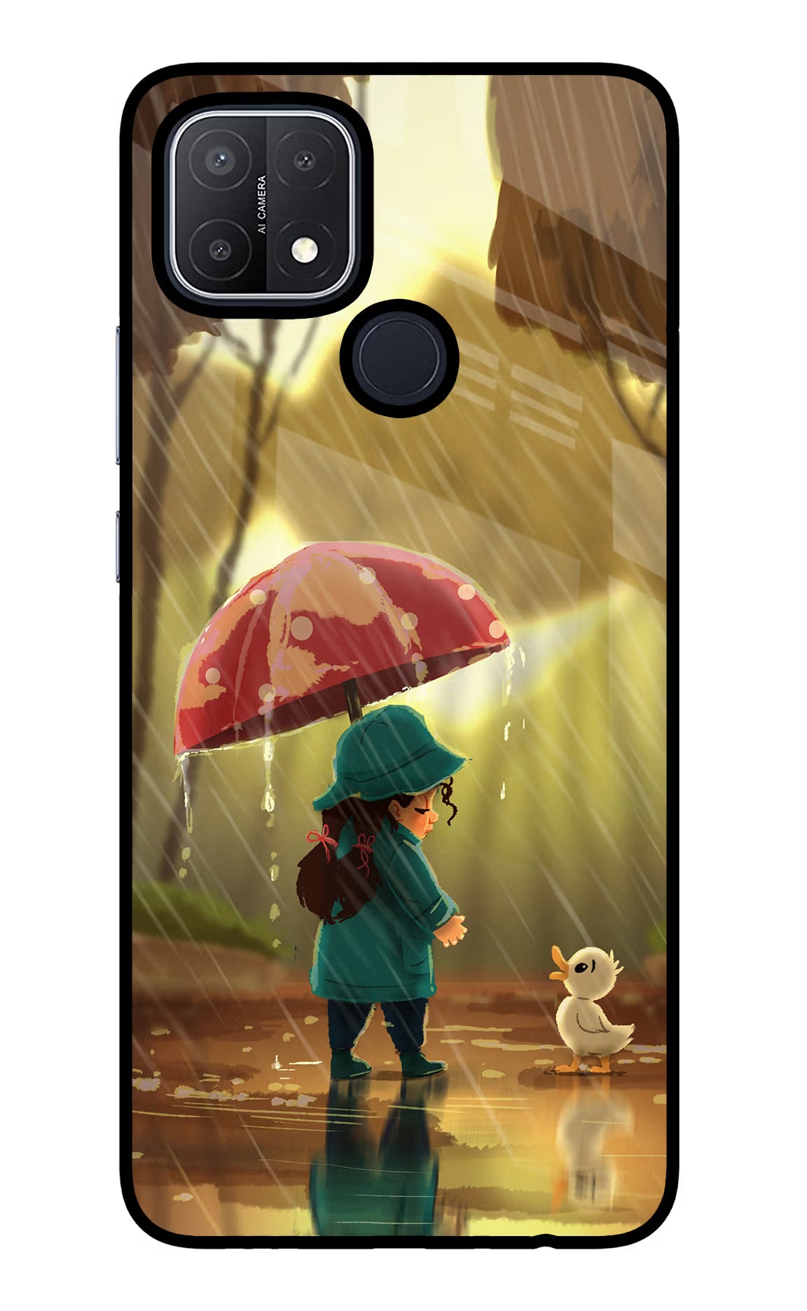 Rainy Day Oppo A15/A15s Glass Case Back Cover by Casekaro