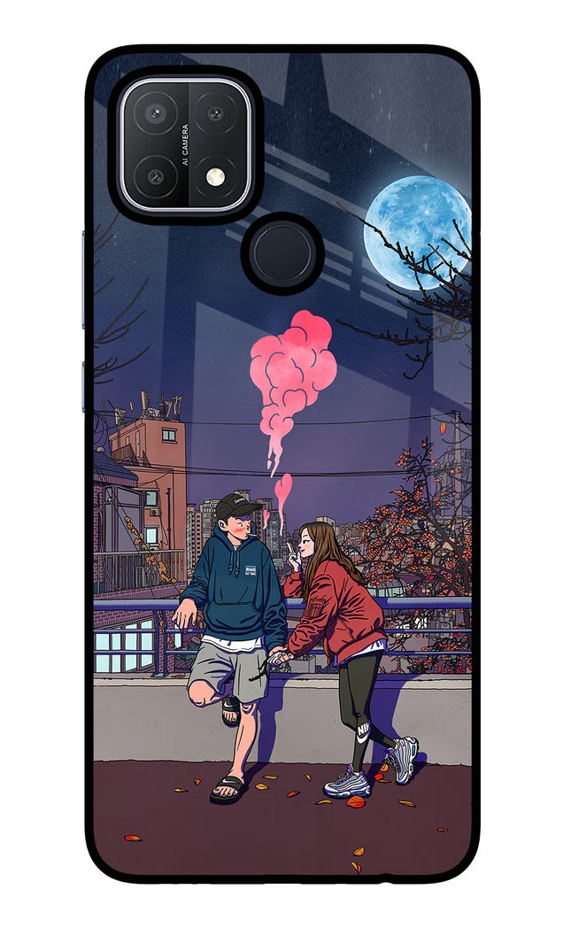 Chilling Couple Oppo A15/A15s Glass Case Back Cover by Casekaro