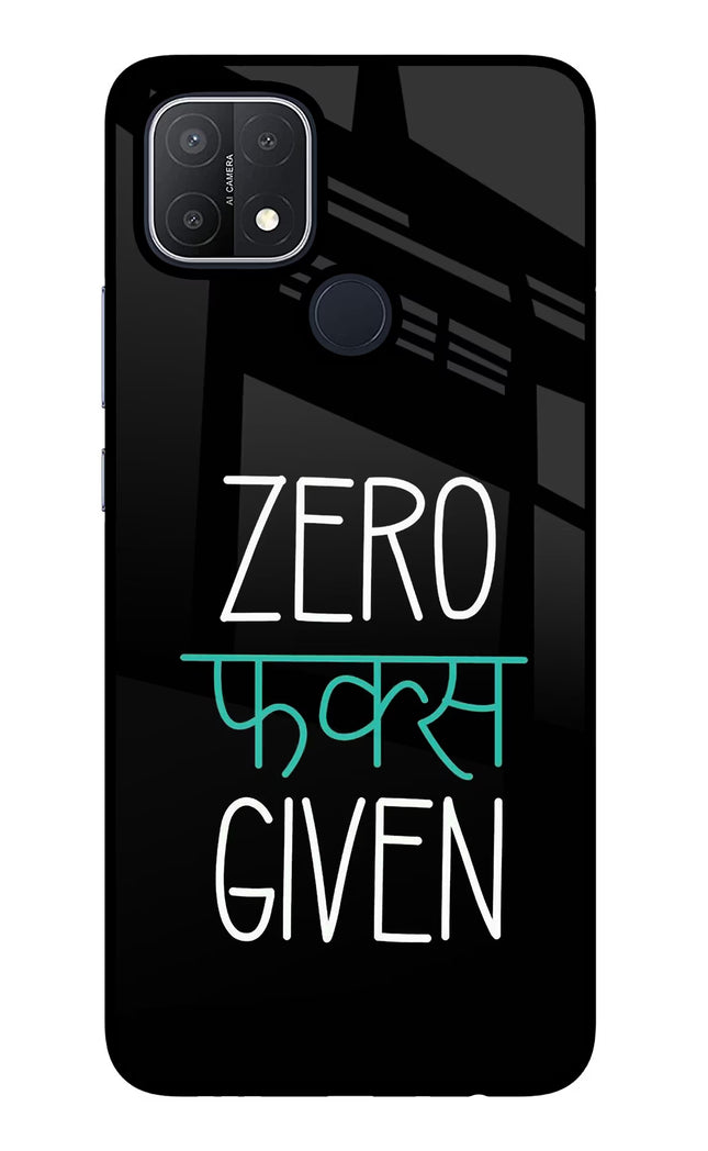 Zero Fucks Given Oppo A15/A15s Glass Case Back Cover by Casekaro