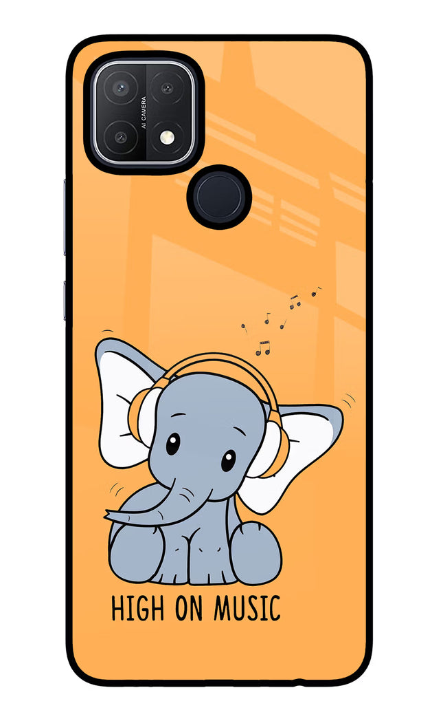 High On Music Oppo A15/A15s Glass Case Back Cover by Casekaro