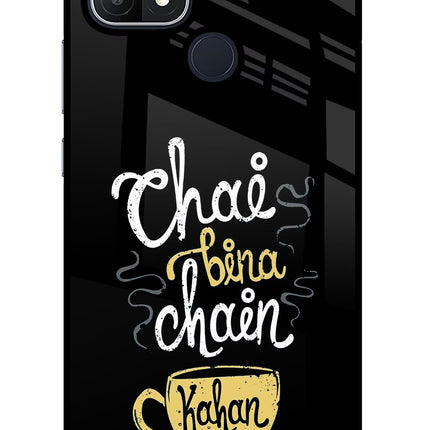 Chai Bina Chain Kaha Re Oppo A15/A15s Glass Case Back Cover by Casekaro
