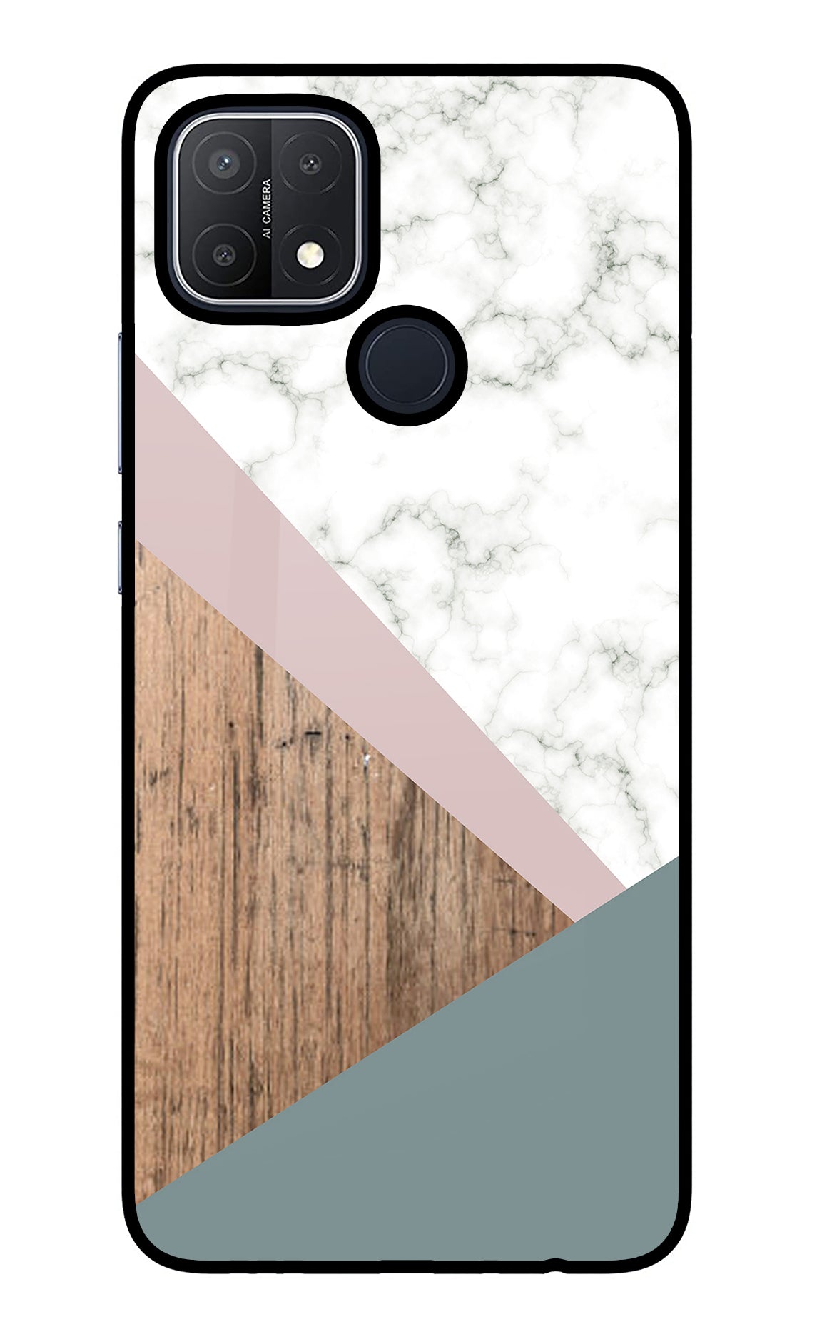 Marble wood Abstract Oppo A15/A15s Glass Case