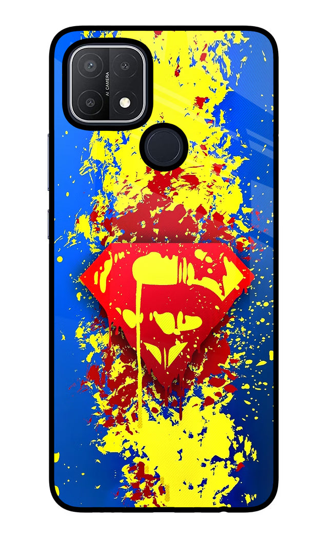 Superman logo Oppo A15/A15s Glass Case Back Cover by Casekaro