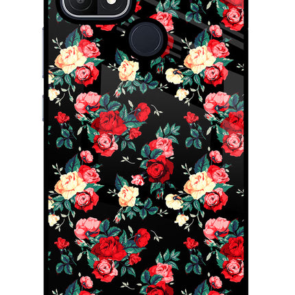 Rose Pattern Oppo A15/A15s Glass Case