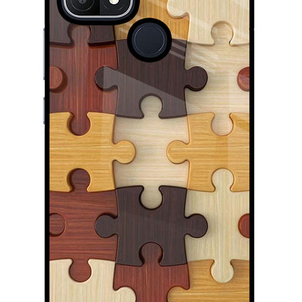 Wooden Puzzle Oppo A15/A15s Glass Case Back Cover by Casekaro