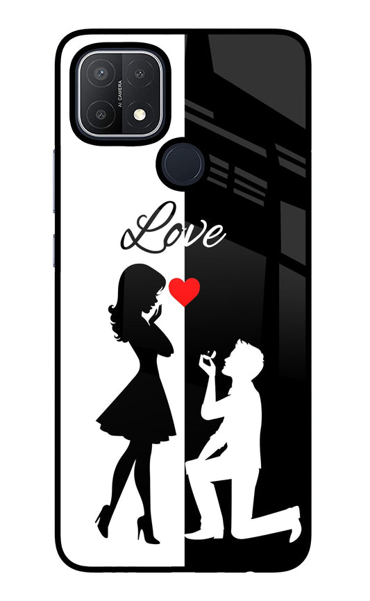 Love Propose Black And White Oppo A15/A15s Glass Case