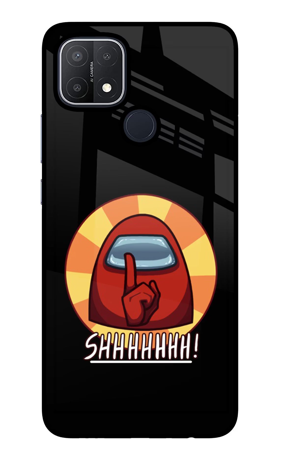 Among Us Shhh! Oppo A15/A15s Glass Case Back Cover by Casekaro