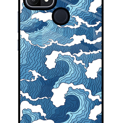 Blue Waves Oppo A15/A15s Glass Case Back Cover by Casekaro