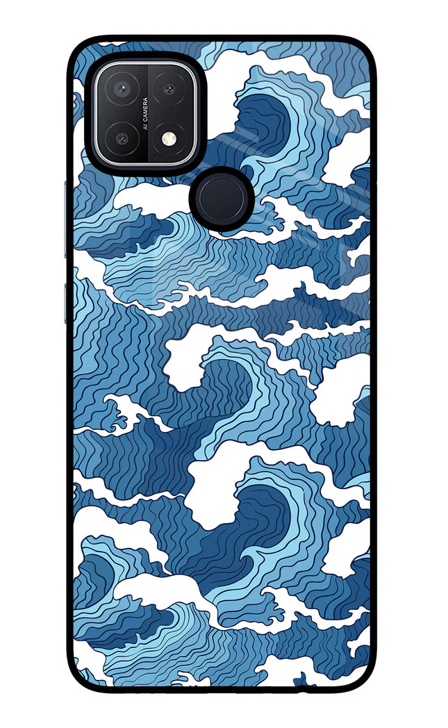 Blue Waves Oppo A15/A15s Glass Case Back Cover by Casekaro