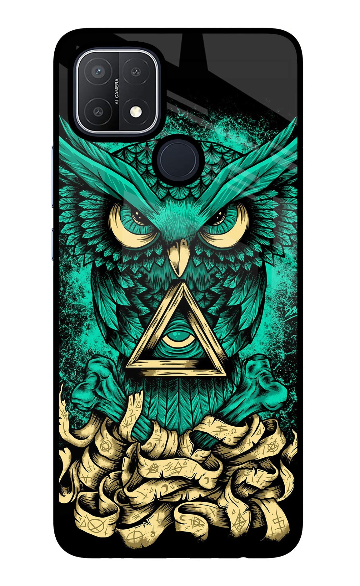 Green Owl Oppo A15/A15s Glass Case