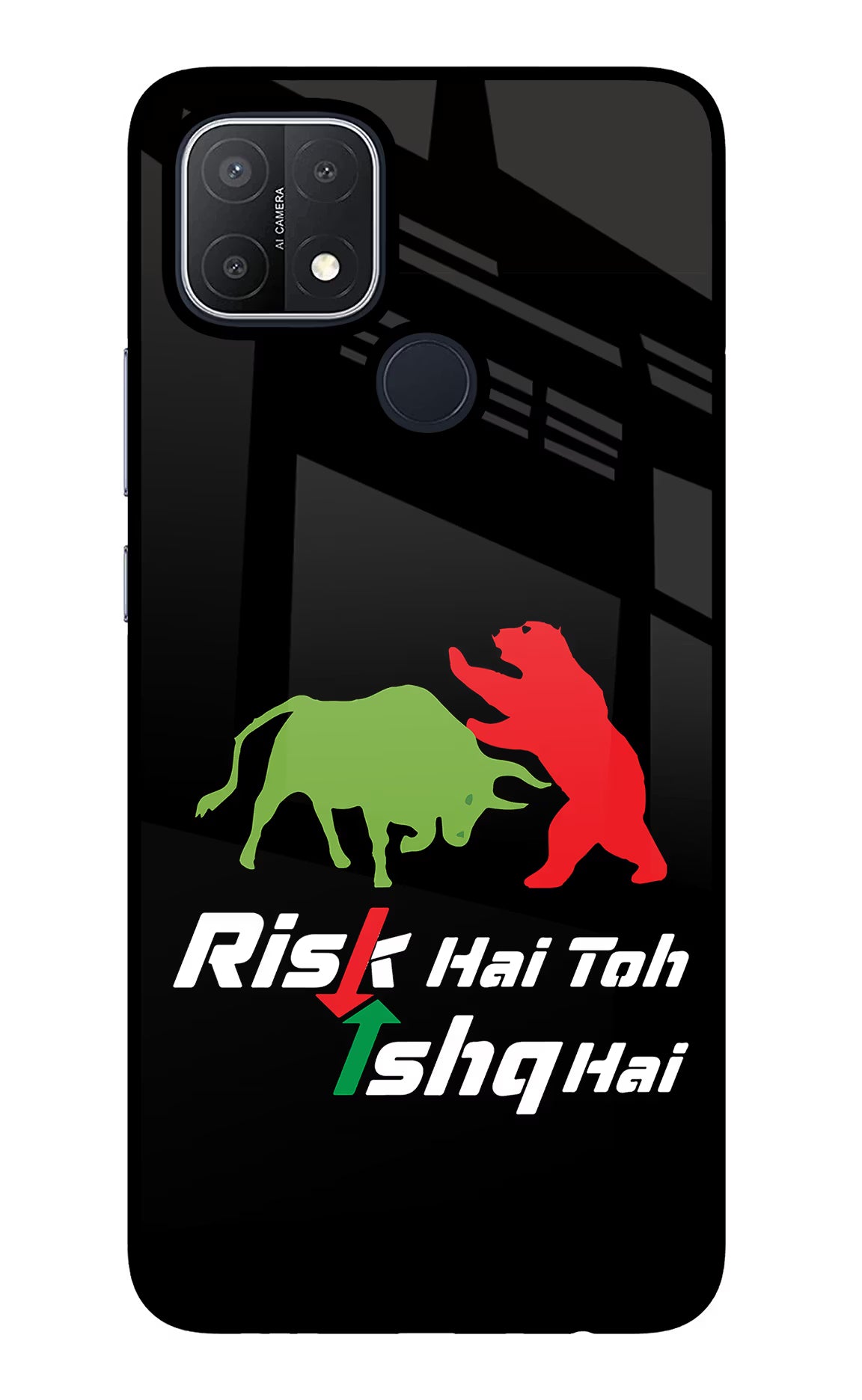 Risk Hai Toh Ishq Hai Oppo A15/A15s Glass Case Back Cover by Casekaro
