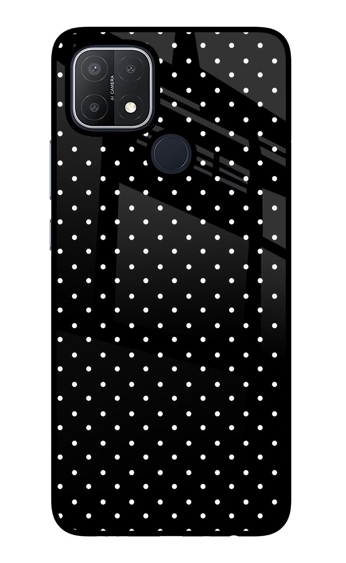 White Dots Oppo A15/A15s Glass Case Back Cover by Casekaro