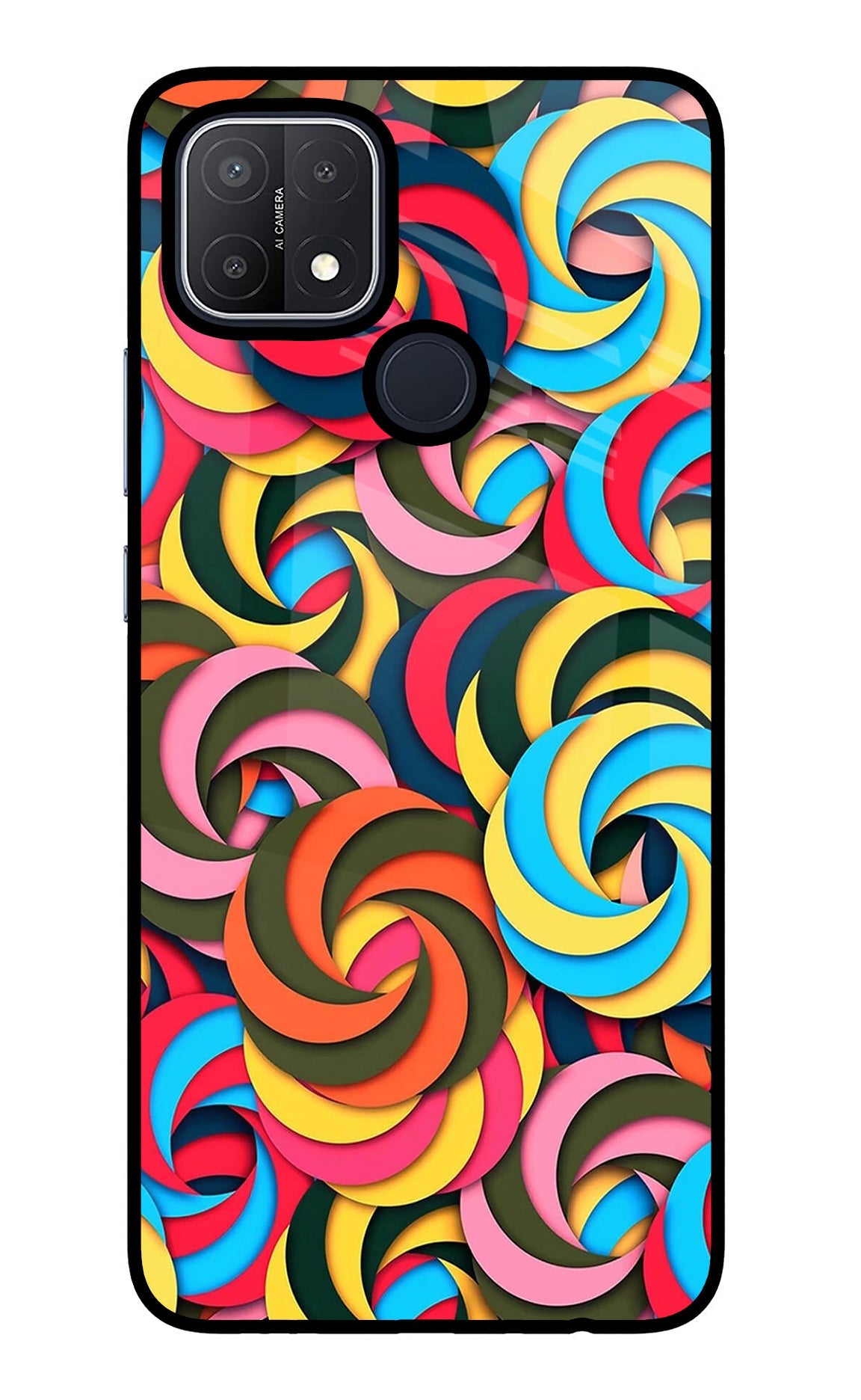 Spiral Pattern Oppo A15/A15s Glass Case