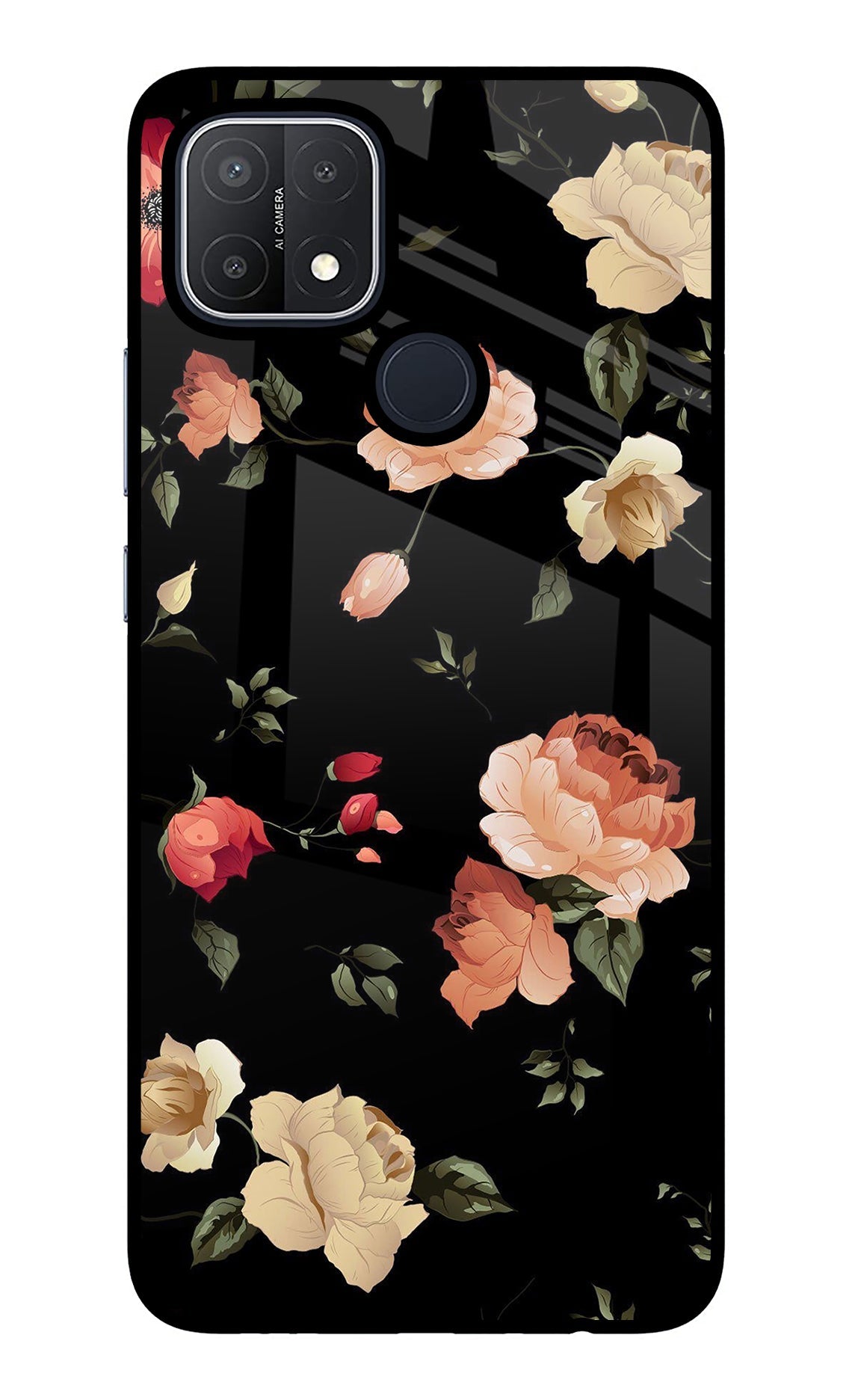 Flowers Oppo A15/A15s Glass Case