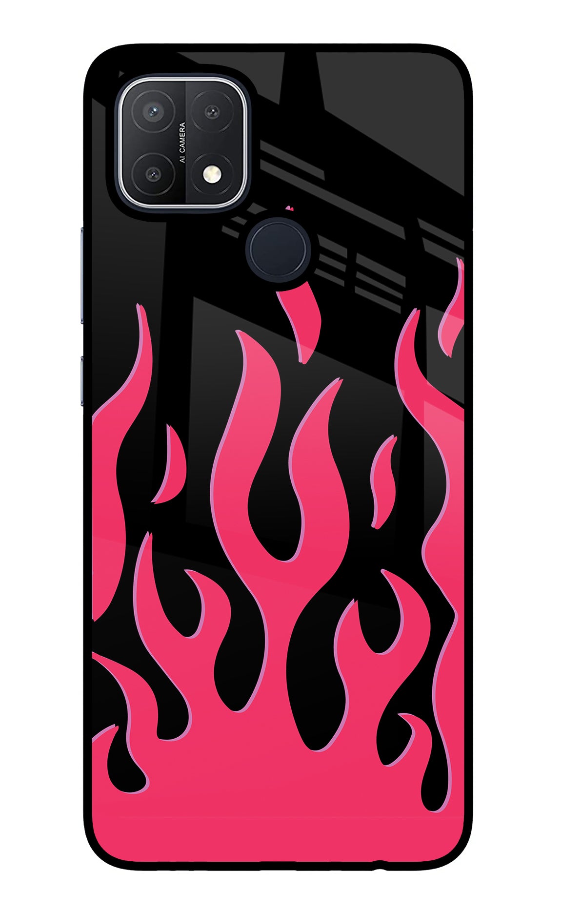 Fire Flames Oppo A15/A15s Glass Case