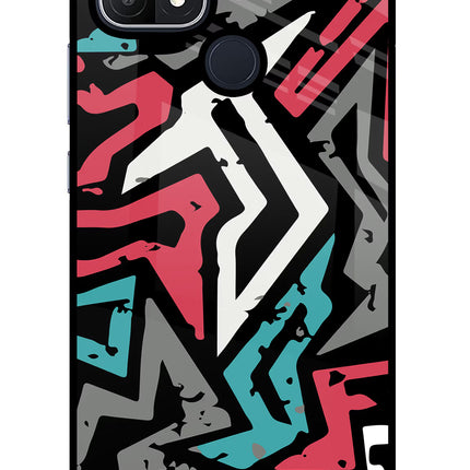 Geometric Graffiti Oppo A15/A15s Glass Case Back Cover by Casekaro