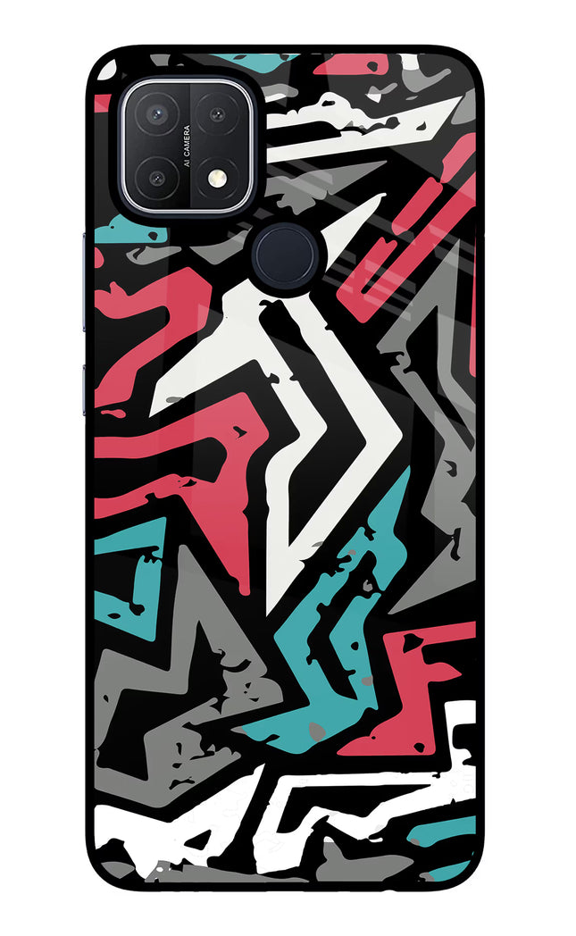 Geometric Graffiti Oppo A15/A15s Glass Case Back Cover by Casekaro