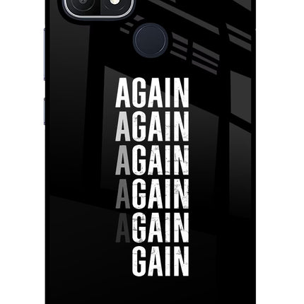 Again Again Gain Oppo A15/A15s Glass Case Back Cover by Casekaro