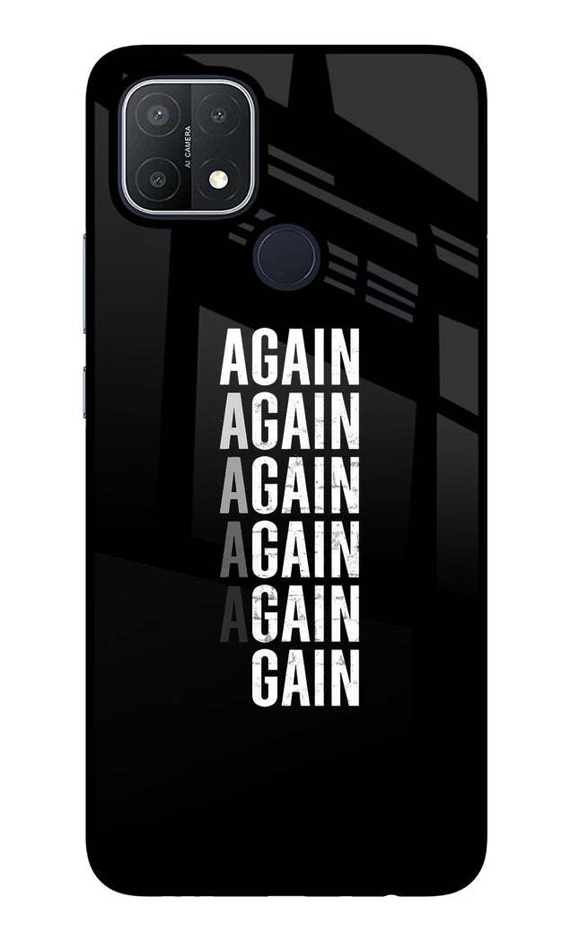 Again Again Gain Oppo A15/A15s Glass Case Back Cover by Casekaro