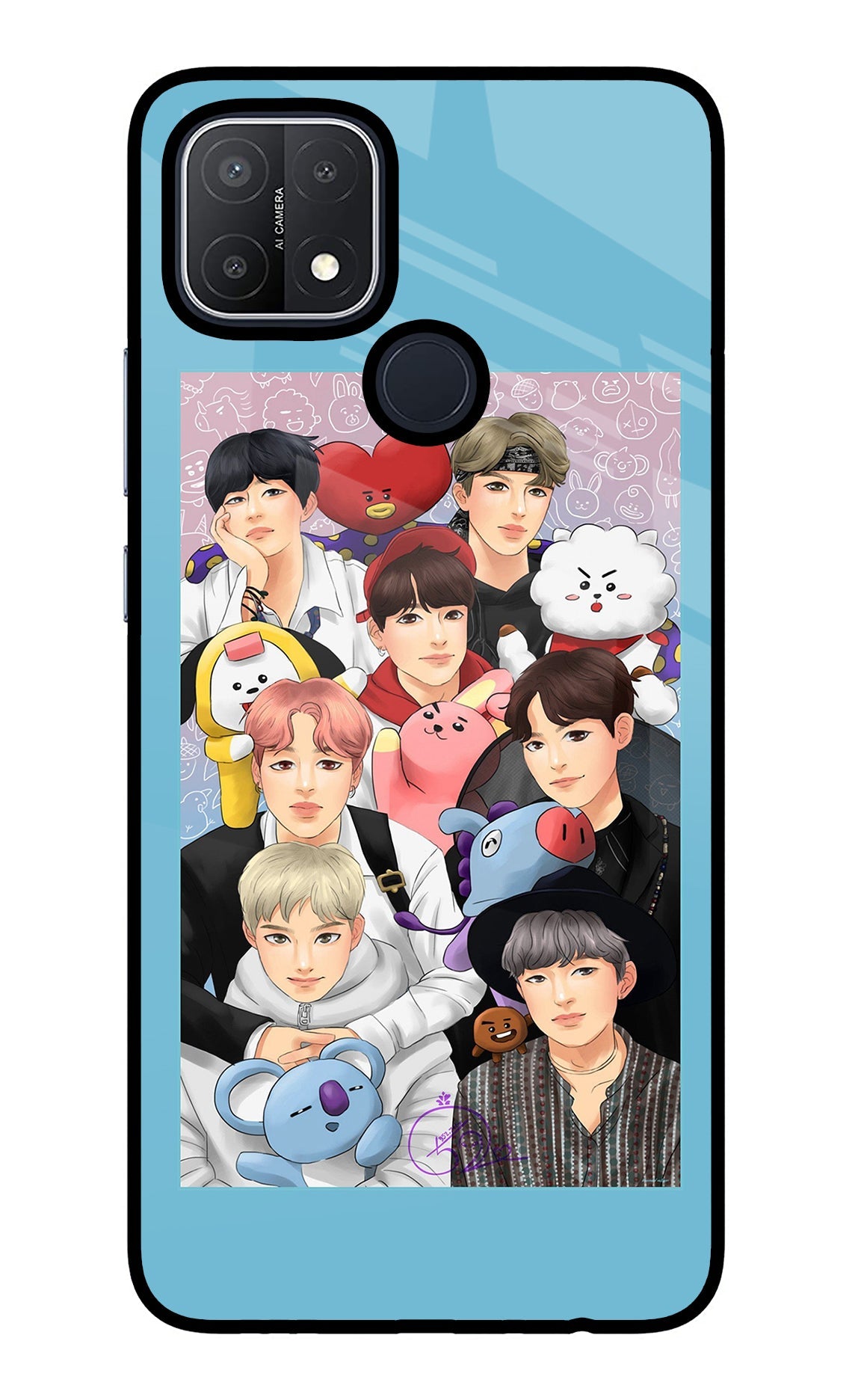 BTS with animals Oppo A15/A15s Glass Case