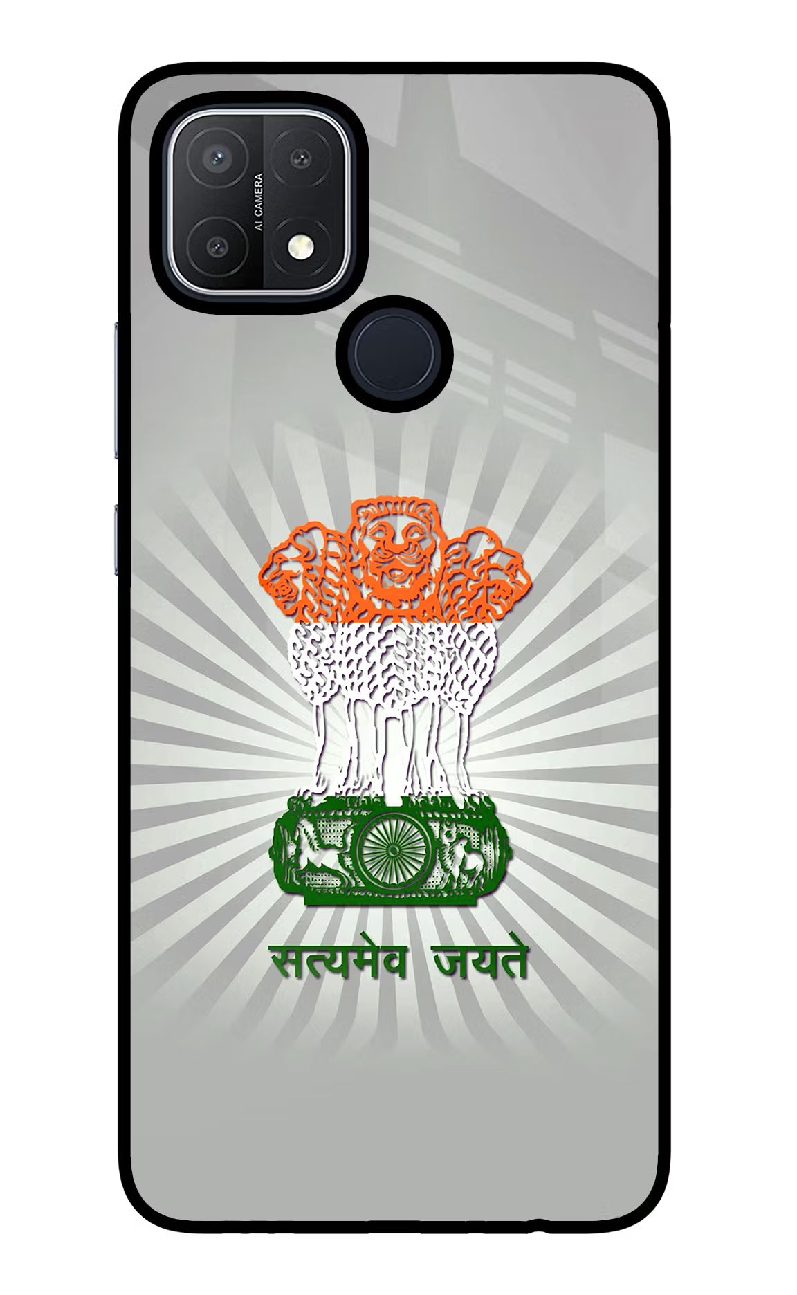 Satyamev Jayate Art Oppo A15/A15s Glass Case Back Cover by Casekaro