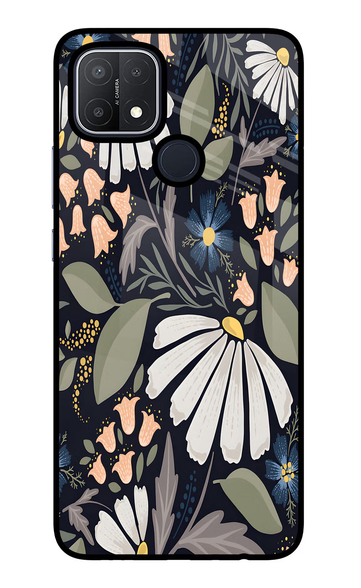 Flowers Art Oppo A15/A15s Glass Case Back Cover by Casekaro
