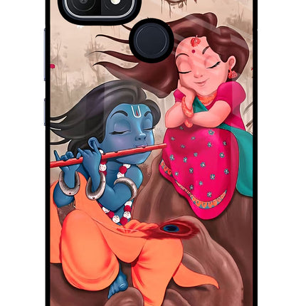 Radhe Krishna Oppo A15/A15s Glass Case Back Cover by Casekaro