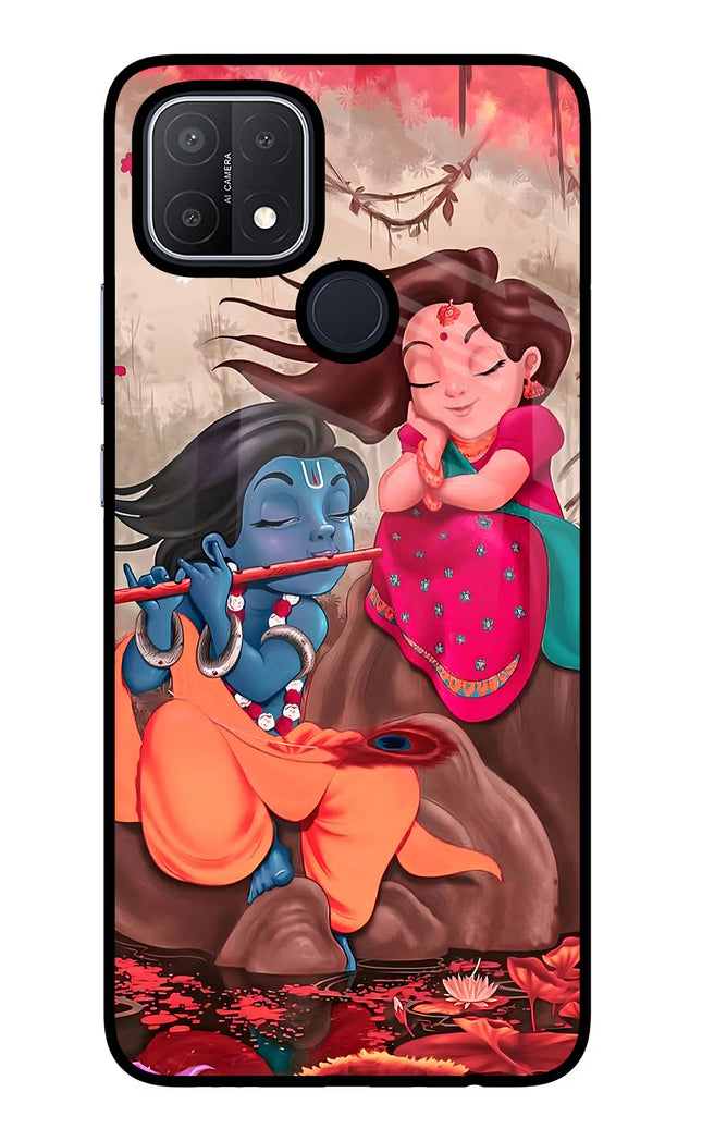 Radhe Krishna Oppo A15/A15s Glass Case Back Cover by Casekaro