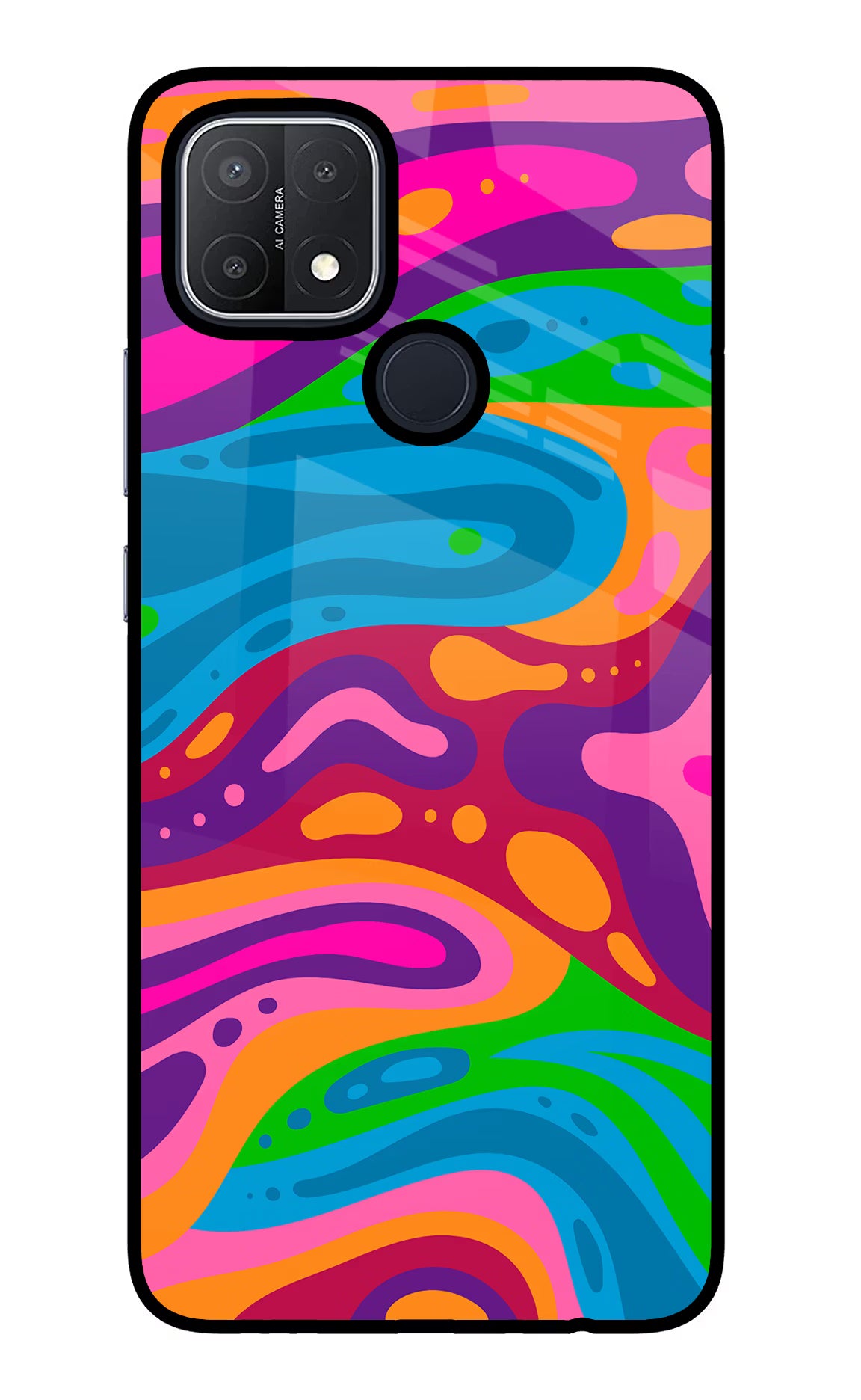 Trippy Pattern Oppo A15/A15s Glass Case Back Cover by Casekaro