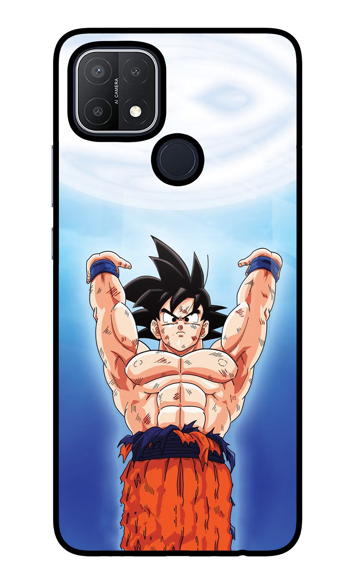 Goku Power Oppo A15/A15s Glass Case Back Cover by Casekaro