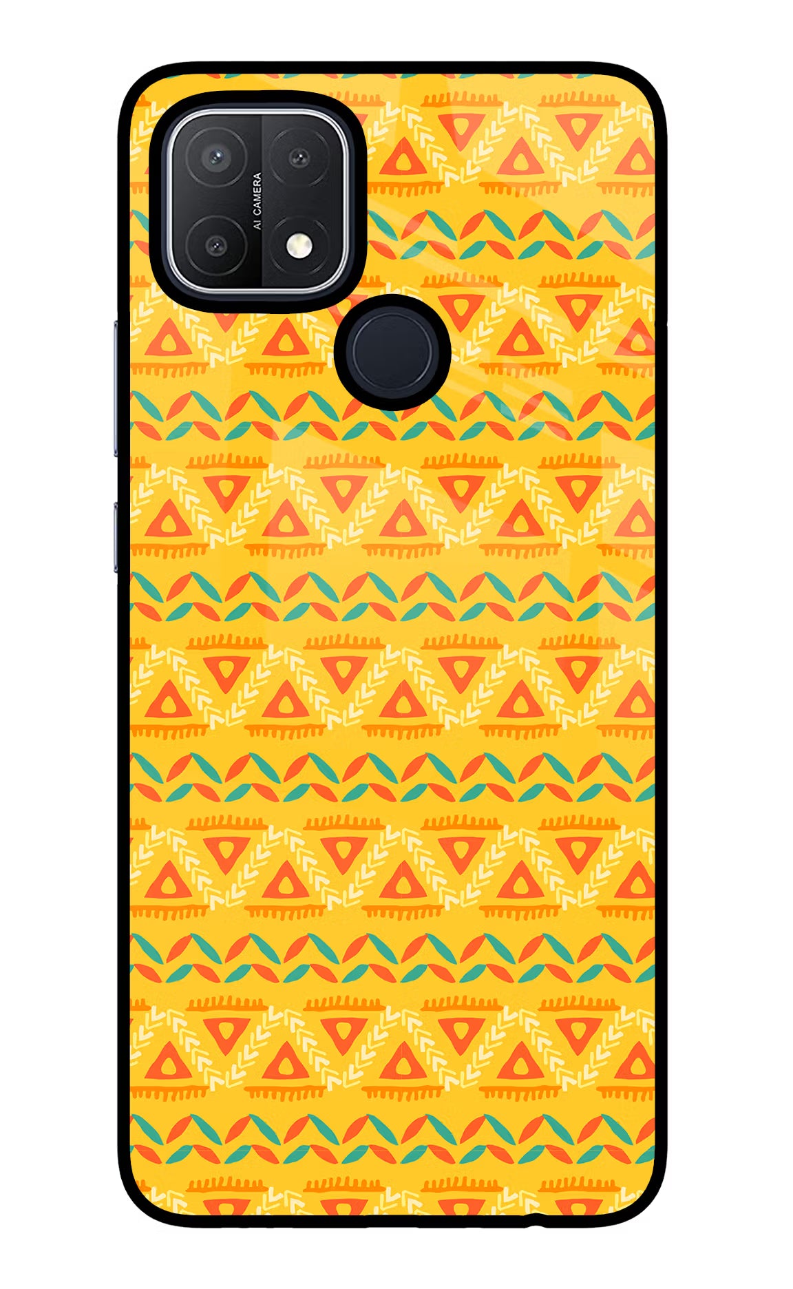 Tribal Pattern Oppo A15/A15s Glass Case Back Cover by Casekaro