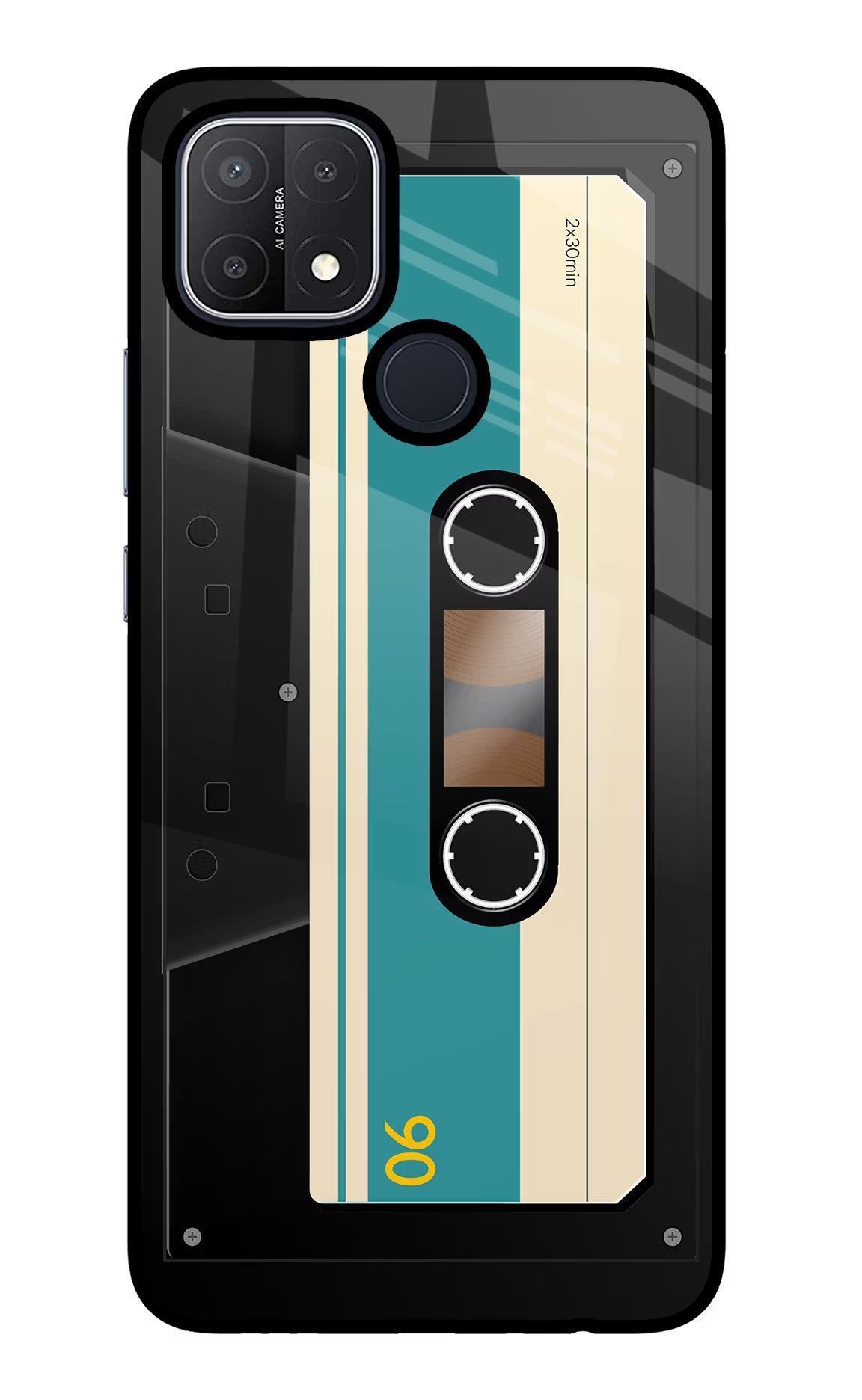 Cassette Oppo A15/A15s Glass Case Back Cover by Casekaro