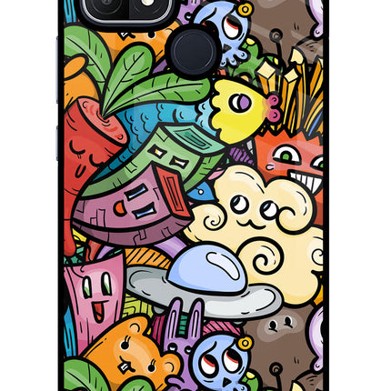Veggie Doodle Oppo A15/A15s Glass Case Back Cover by Casekaro