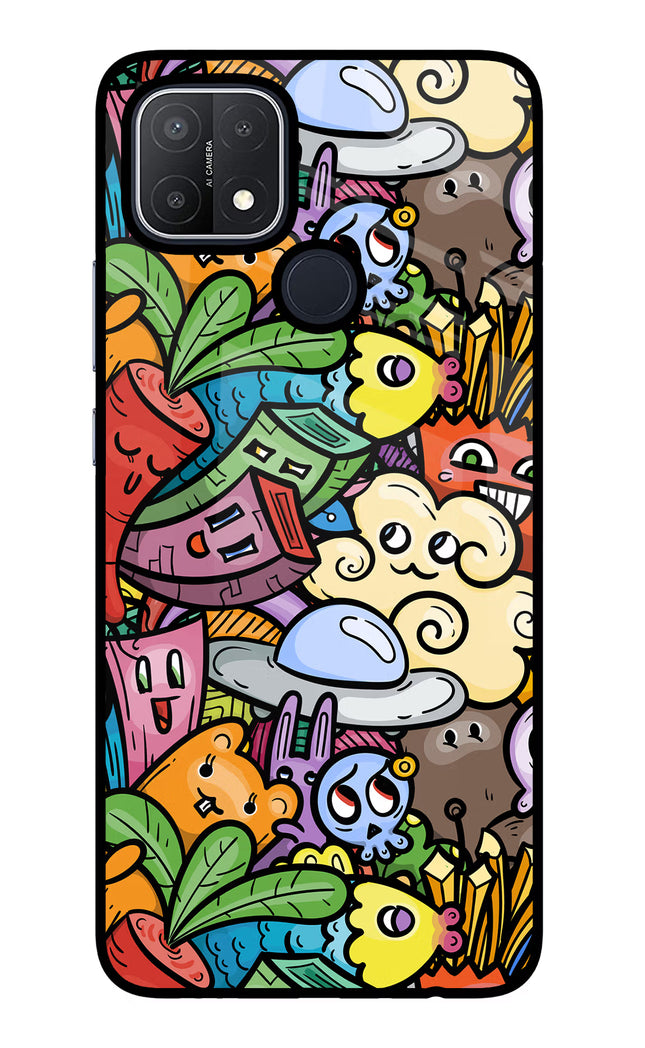 Veggie Doodle Oppo A15/A15s Glass Case Back Cover by Casekaro