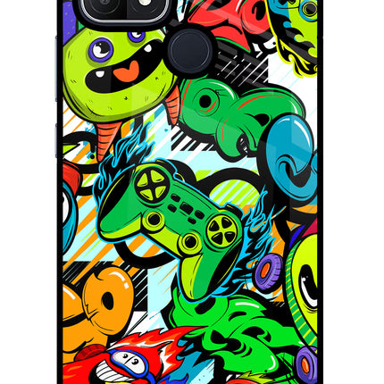 Game Doodle Oppo A15/A15s Glass Case Back Cover by Casekaro