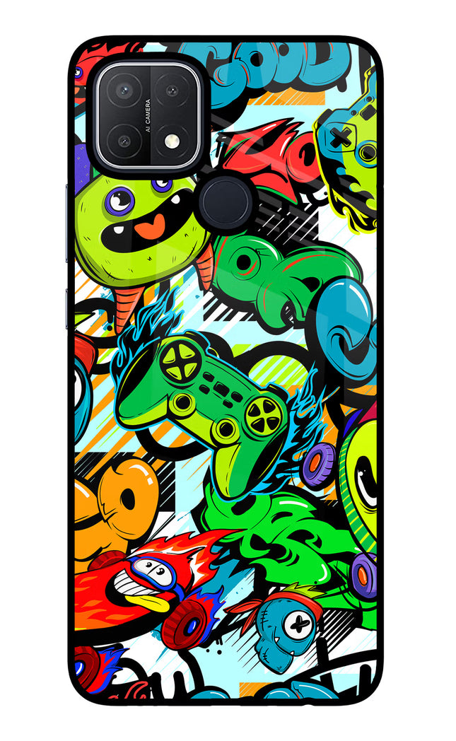 Game Doodle Oppo A15/A15s Glass Case Back Cover by Casekaro