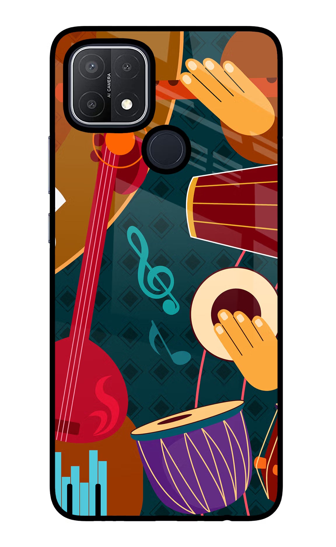 Music Instrument Oppo A15/A15s Glass Case Back Cover by Casekaro