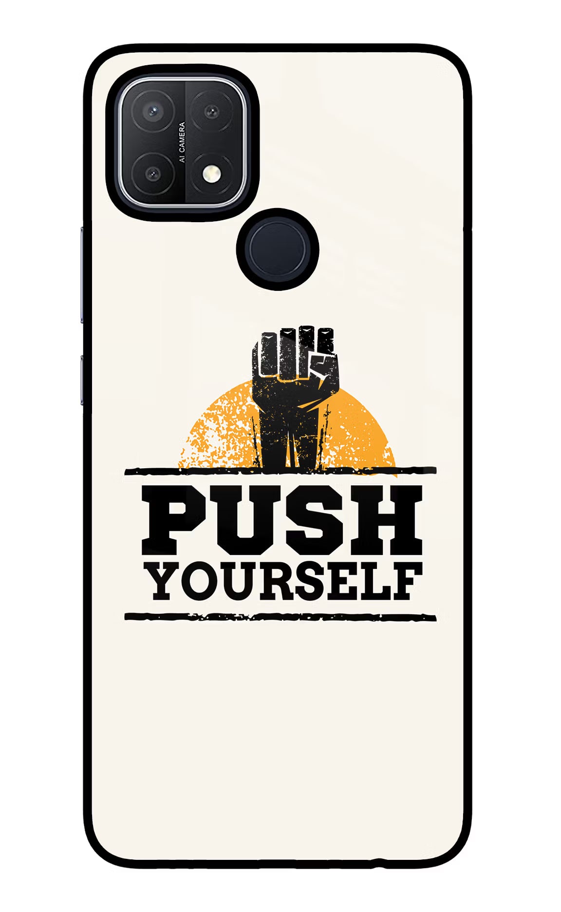 Push Yourself Oppo A15/A15s Glass Case Back Cover by Casekaro