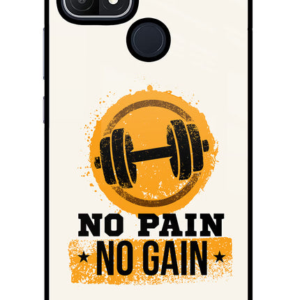 No Pain No Gain Oppo A15/A15s Glass Case Back Cover by Casekaro