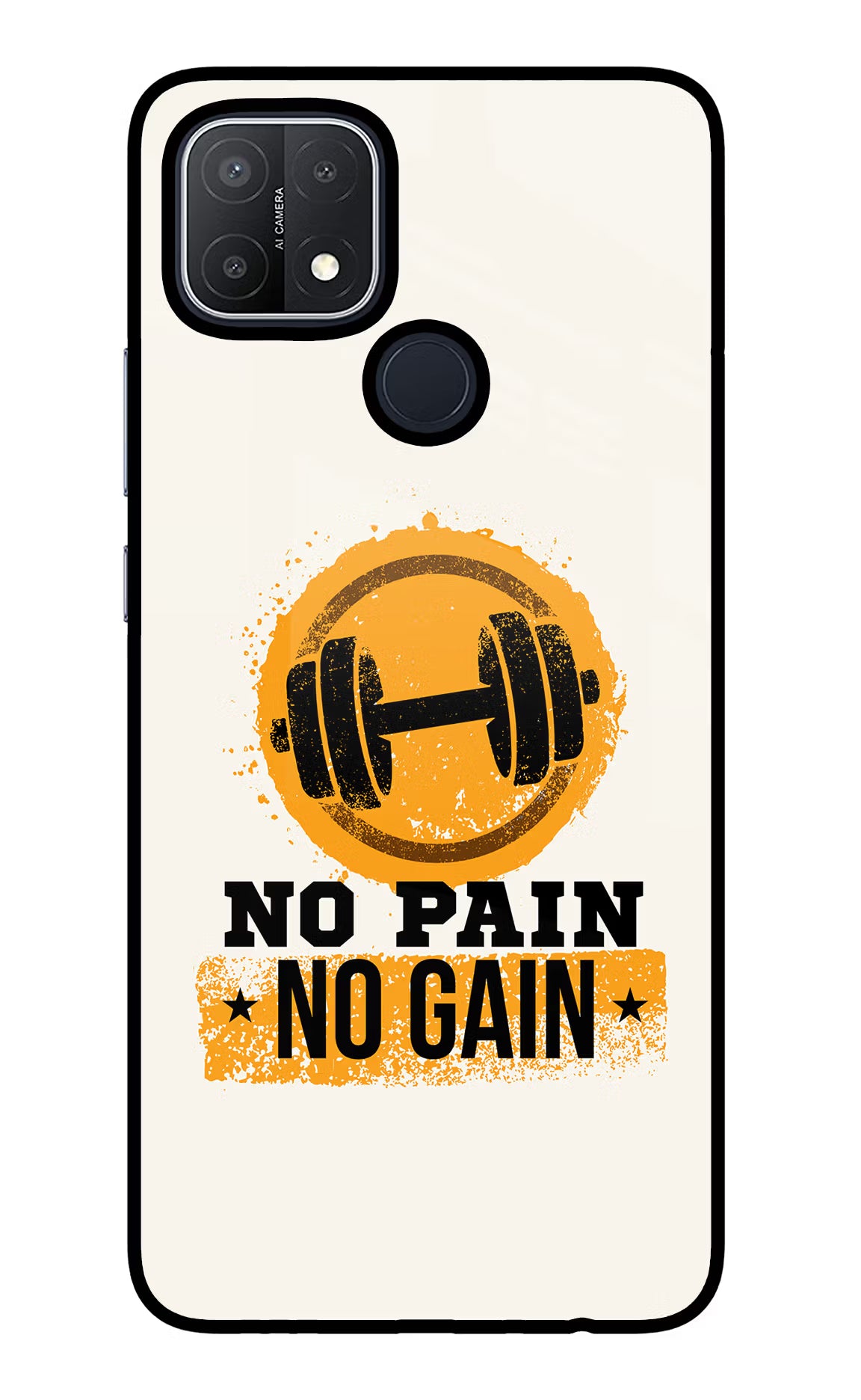 No Pain No Gain Oppo A15/A15s Glass Case Back Cover by Casekaro