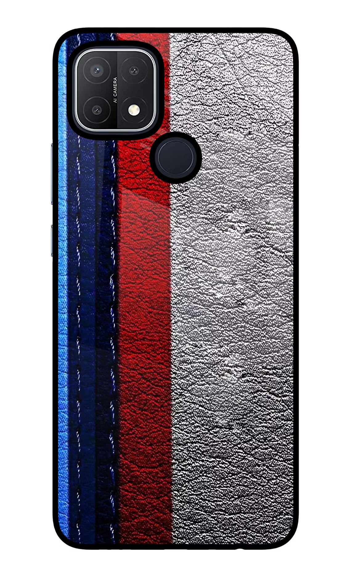 BMW Stripes Oppo A15/A15s Glass Case Back Cover by Casekaro