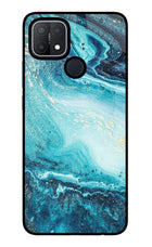 Blue Glitter Marble Oppo A15/A15s Glass Case