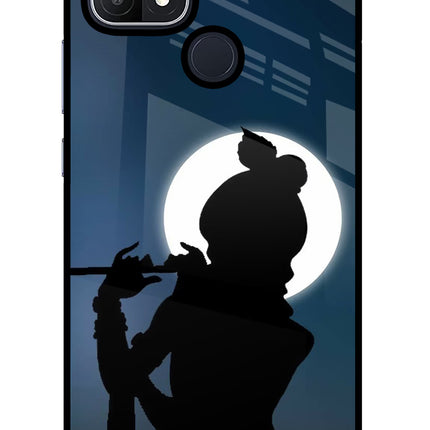 Shri Krishna Silhouette Oppo A15/A15s Glass Case Back Cover by Casekaro