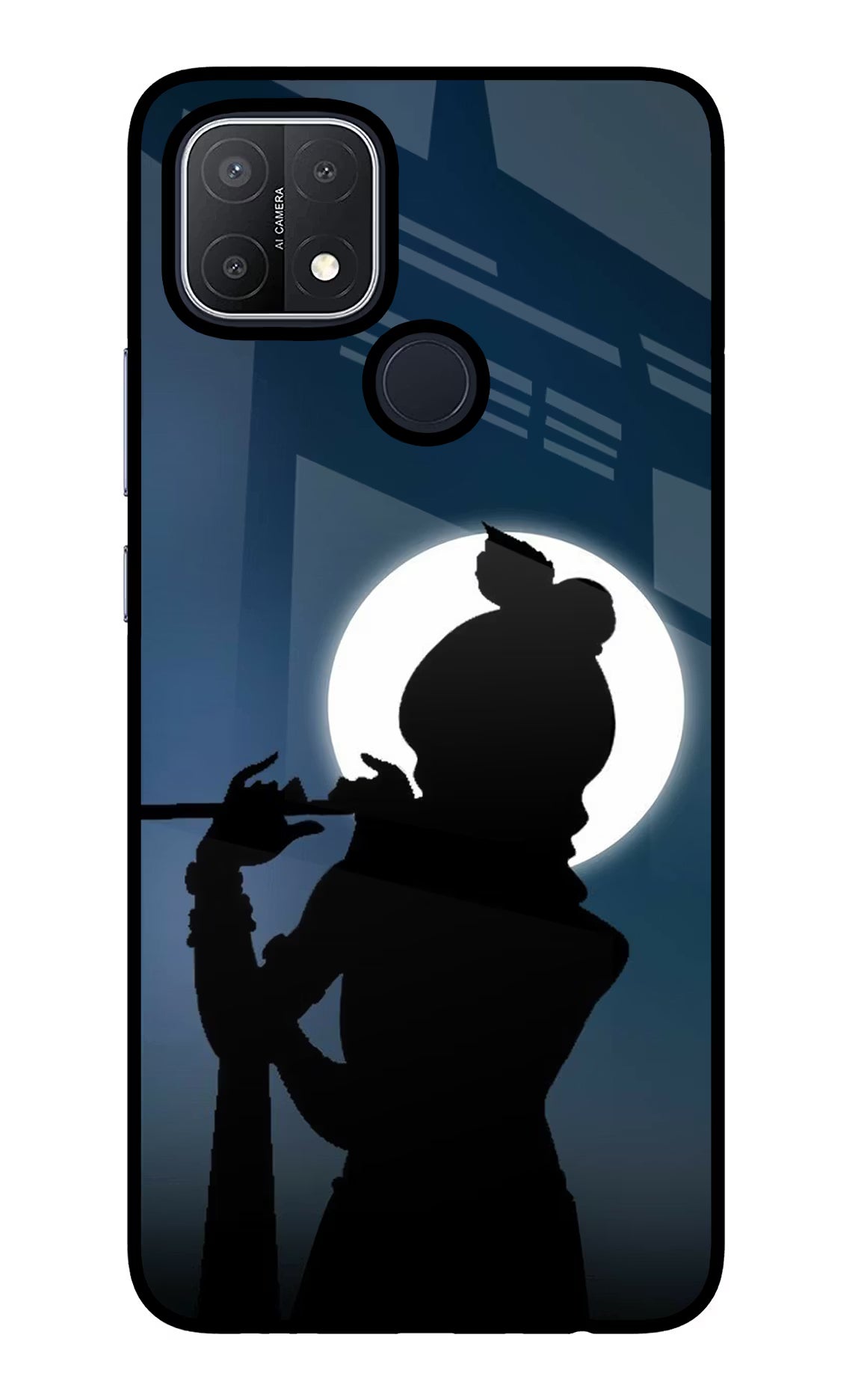 Shri Krishna Silhouette Oppo A15/A15s Glass Case Back Cover by Casekaro