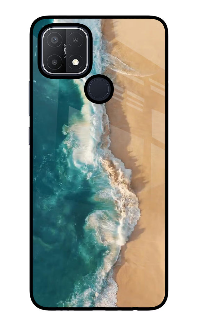 Ocean Beach Oppo A15/A15s Glass Case Back Cover by Casekaro