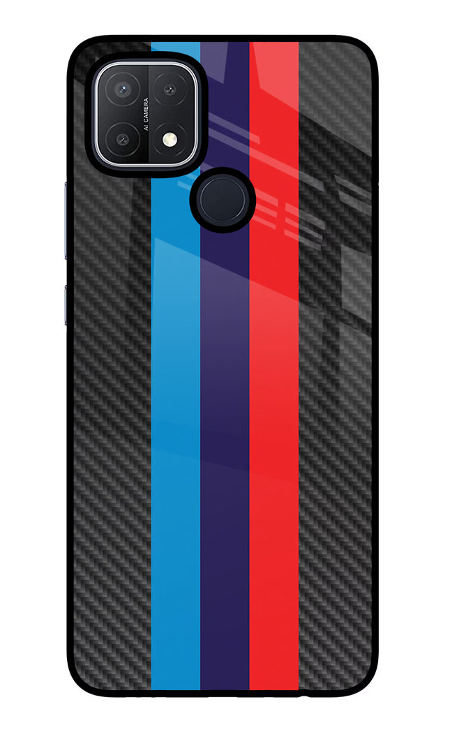 BMW Stripes Pattern Oppo A15/A15s Glass Case Back Cover by Casekaro