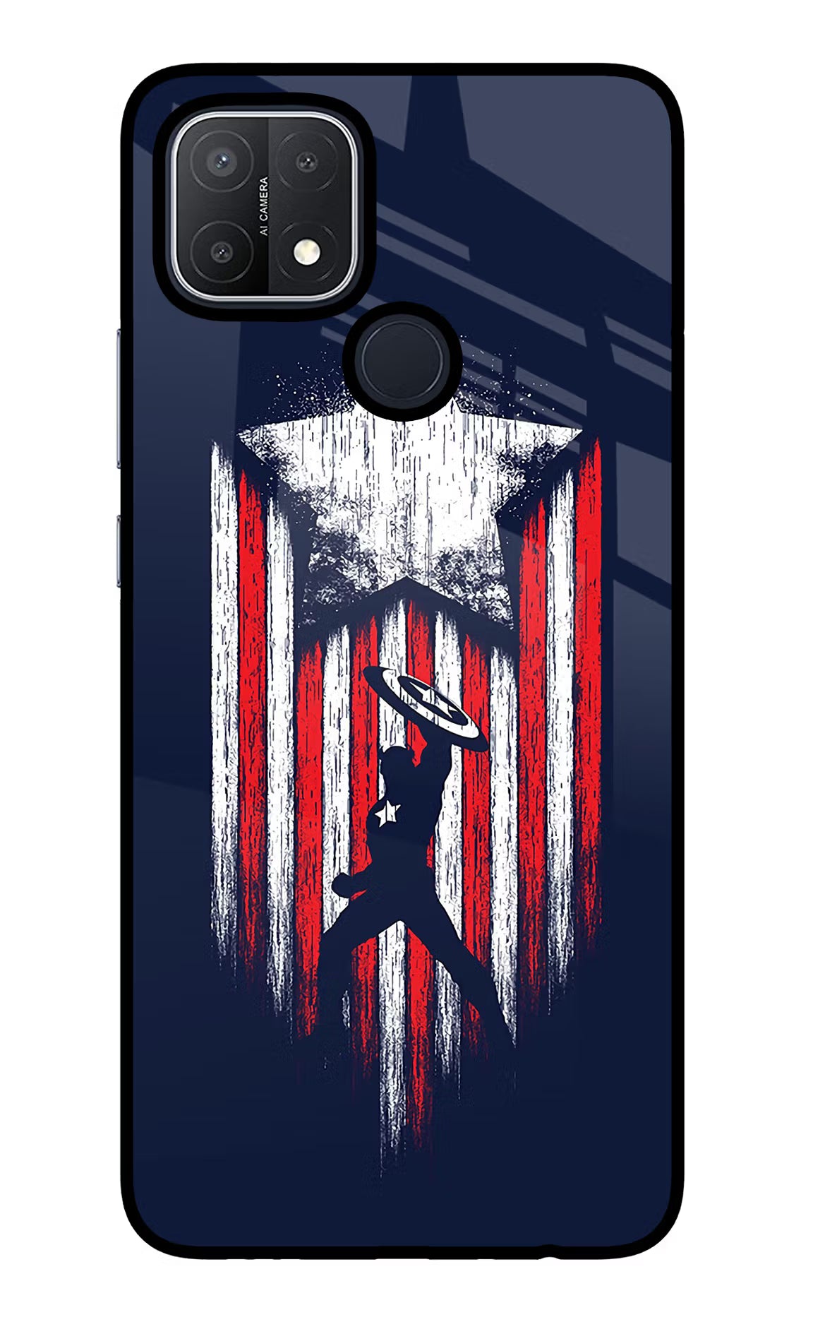 Captain America Marvel Art Oppo A15/A15s Glass Case Back Cover by Casekaro